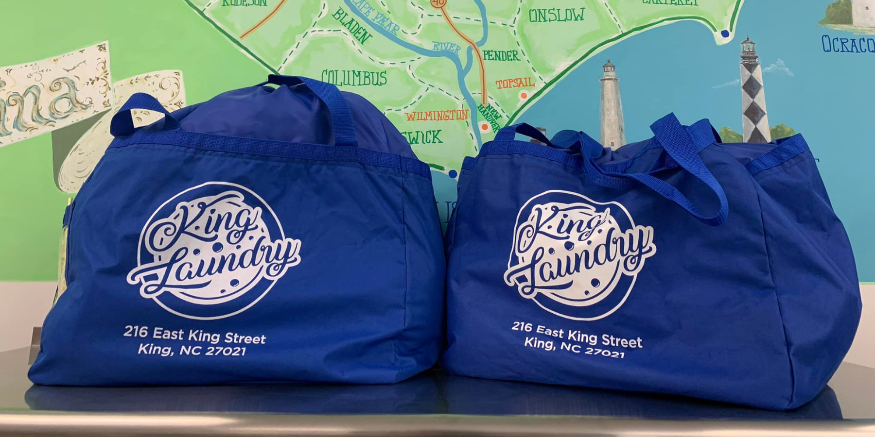 King Laundry oversize tote bags.